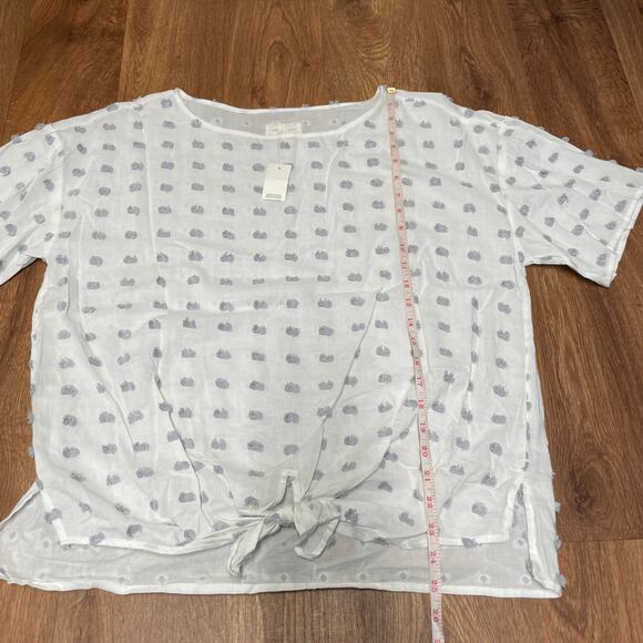 Lou & Grey Ann Taylor LOFT White Knot Short Sleeve Textured Blouse Size Medium - Picture 8 of 10